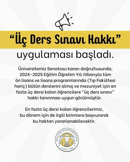 Üç Ders Sınav Duyurusu